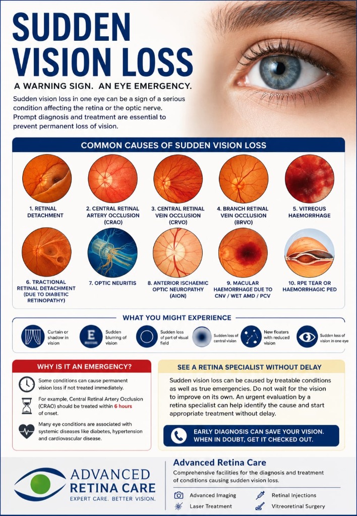 Clinical Chart: Sudden Vision Loss Warning Signs and Causes by Advanced Retina Care
